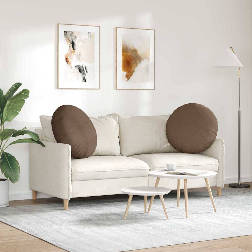 Coussins de Siège Ronds (Lot de 2) en Tissu Durable avec Housses Lavables pour Déco Intérieure Marron Ø80 cm – ComfortXL Outdoor Living - Image 4