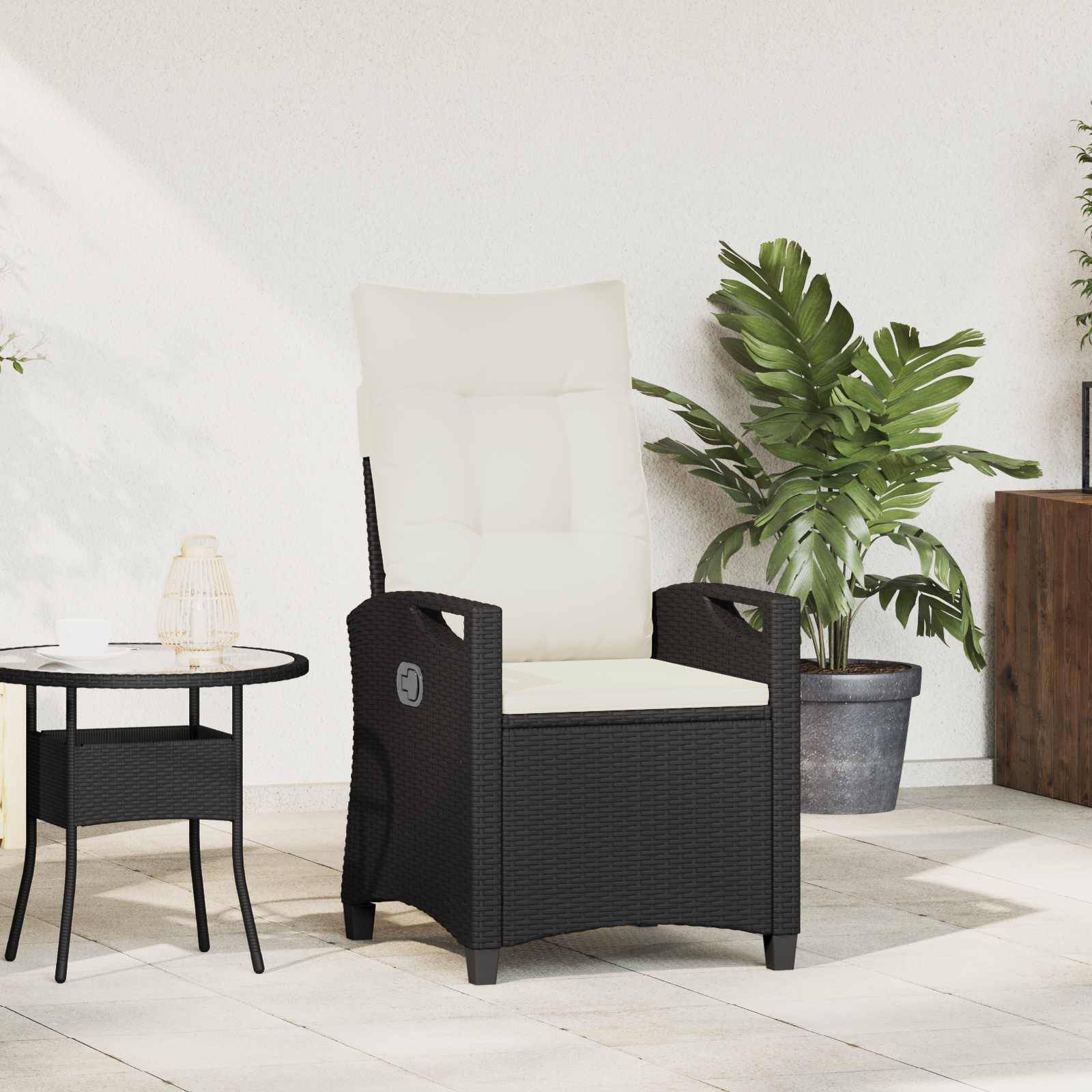 PANGIVO - Chaise de jardin inclinable polyrotin noir et crème 56 x 60 x 112 cm - PANGIVO - Image 1