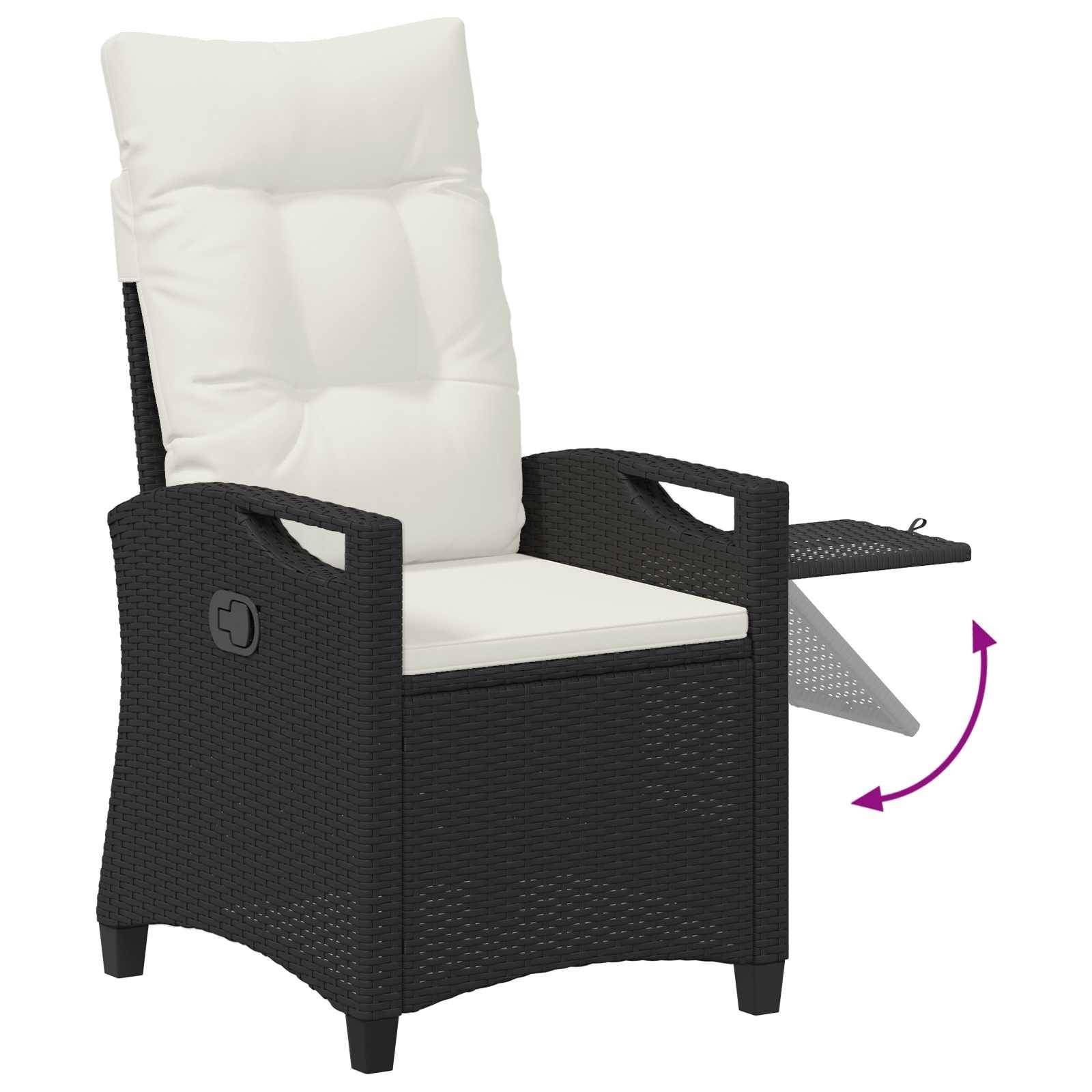 PANGIVO - Chaise de jardin inclinable polyrotin noir et crème 56 x 60 x 112 cm - PANGIVO - Image 8
