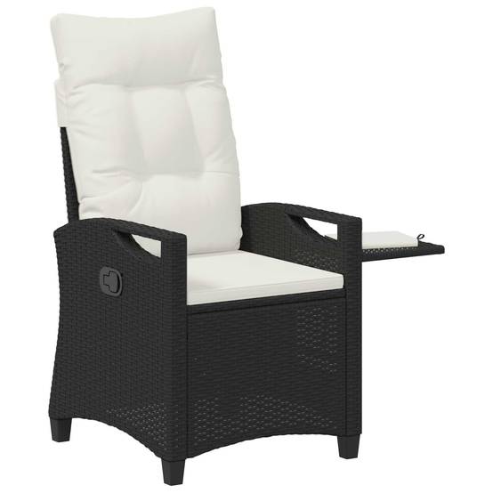 PANGIVO - Chaise de jardin inclinable polyrotin noir et crème 56 x 60 x 112 cm - PANGIVO - Image 3