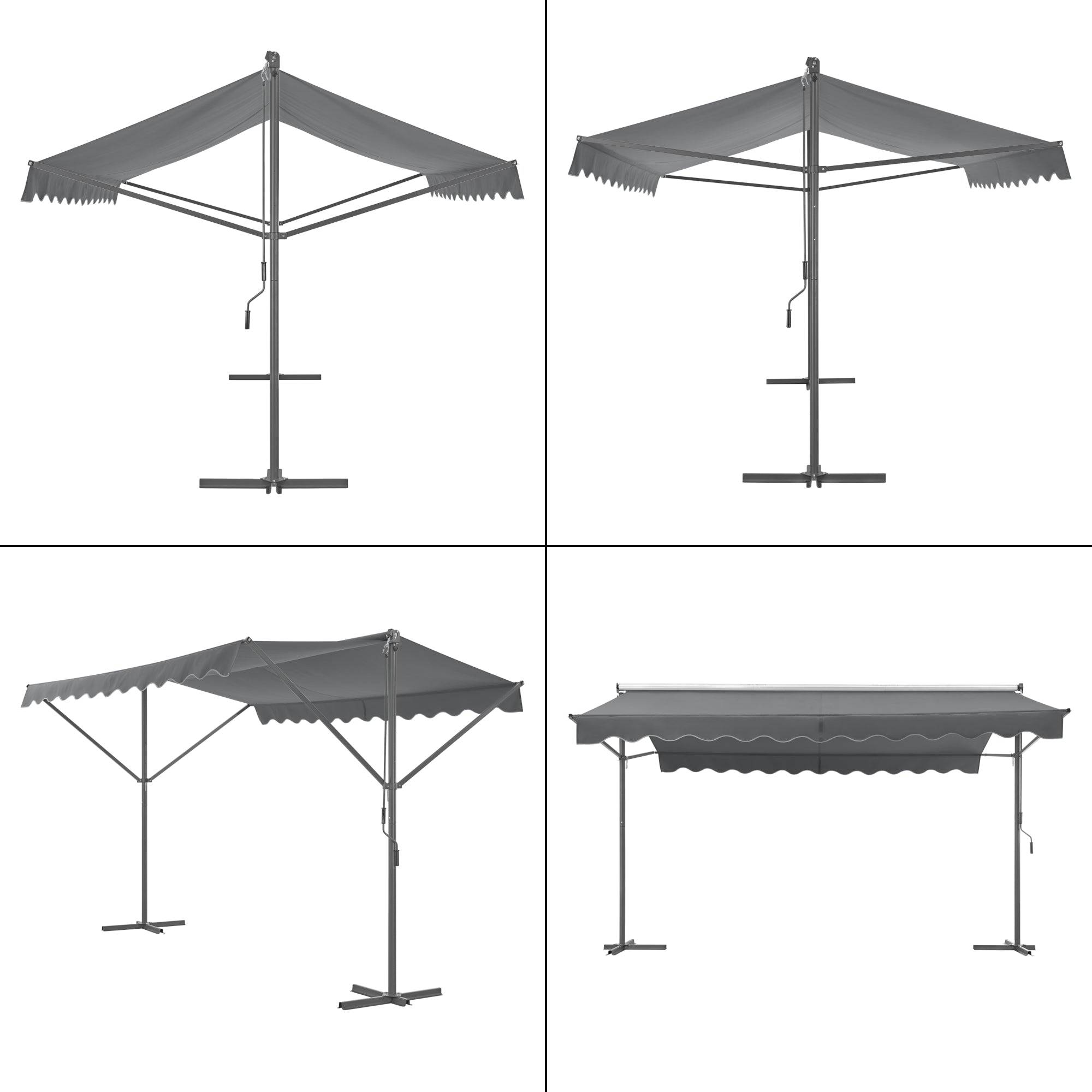 Store banne autoportant à double pente 400 x 300 x 260 cm gris foncé - Image 4