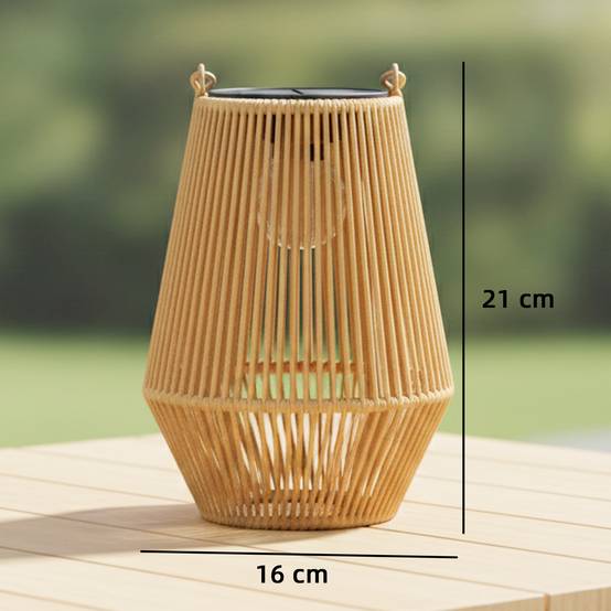 Lot 2 lanternes solaires Résine tressée suspension jardin allumage auto 16x16x21cm marron - ComfortXL Outdoor Living - Image 5