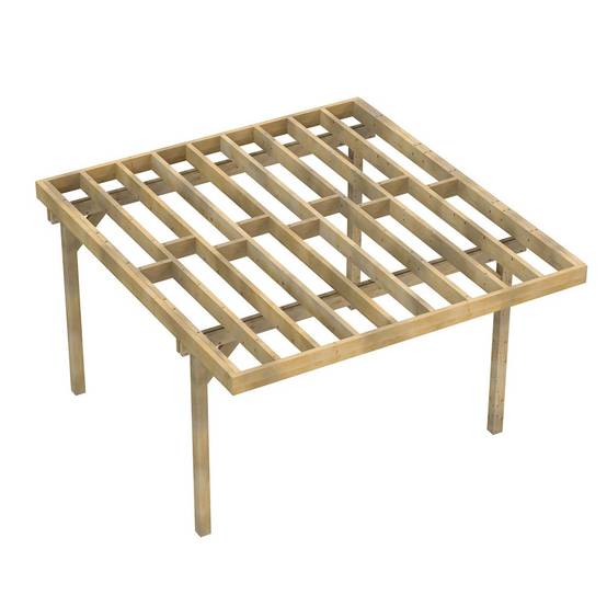 Structure Terrasse Bois Pilotis Autoportée en Kit - 4x4,20m - Solives + Poteaux - Sapin Traité Autoclave - Image 1