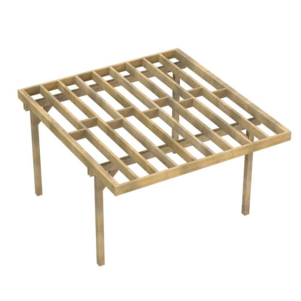 Structure Terrasse Bois Pilotis Autoportée en Kit - 4x4,20m - Solives + Poteaux - Sapin Traité Autoclave - Image 1