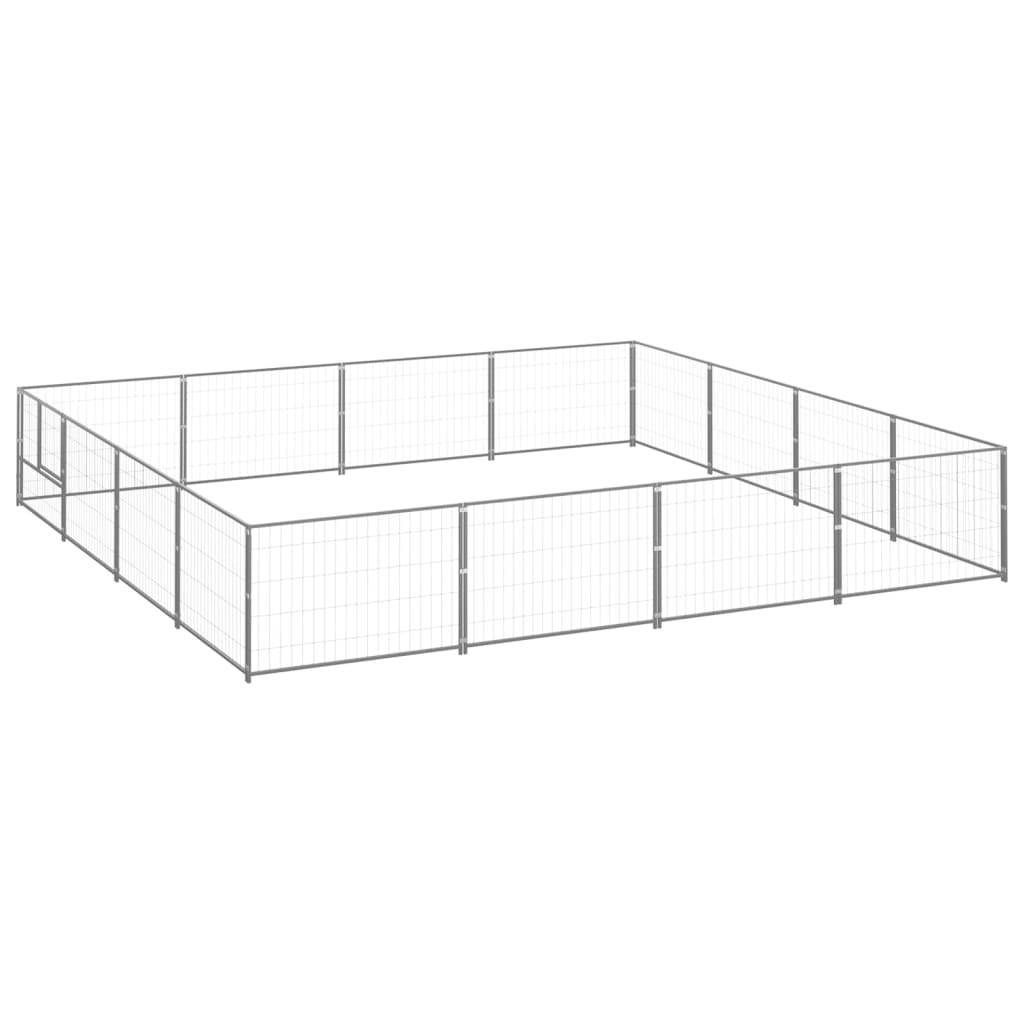 Helloshop26 - Chenil extérieur cage enclos parc animaux chien argenté 16 m² acier - Image 1