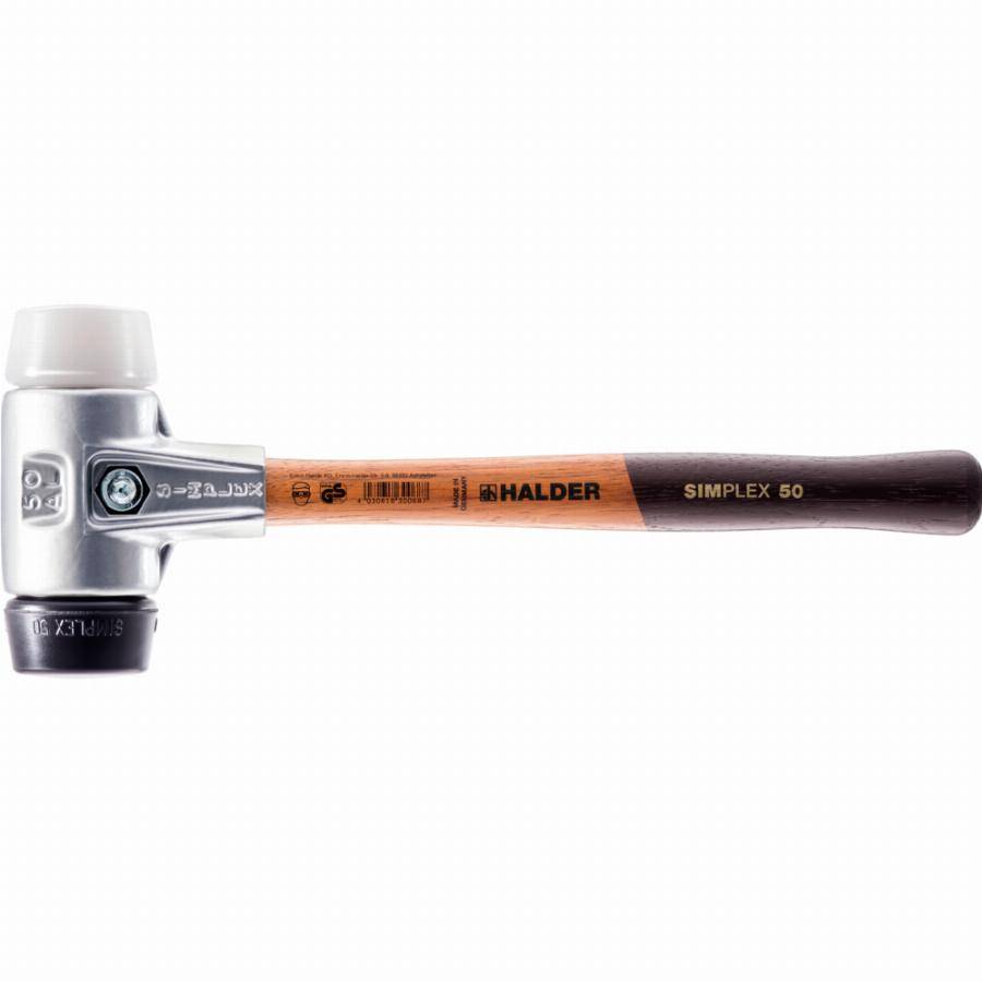 Maillet HALDER SIMPLEX Caoutchouc chargé / superplastique avec boîtier en aluminium et manche en bois - D=40 mm - 3127.040