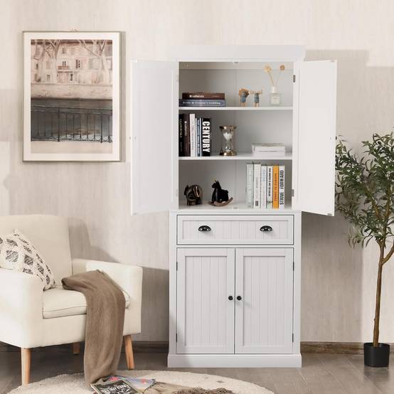 GIANTEX Buffet de Cuisine Style Rustique- Armoire de Rangement à Portes GIANTEX Buffet de Cuisine Style Rustique- Armoire de Rangement à Portes