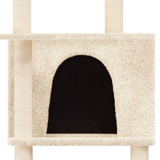 Arbre à chat bois et peluche crème 80 x 60 x 166 cm - PANGIVO - Image 6