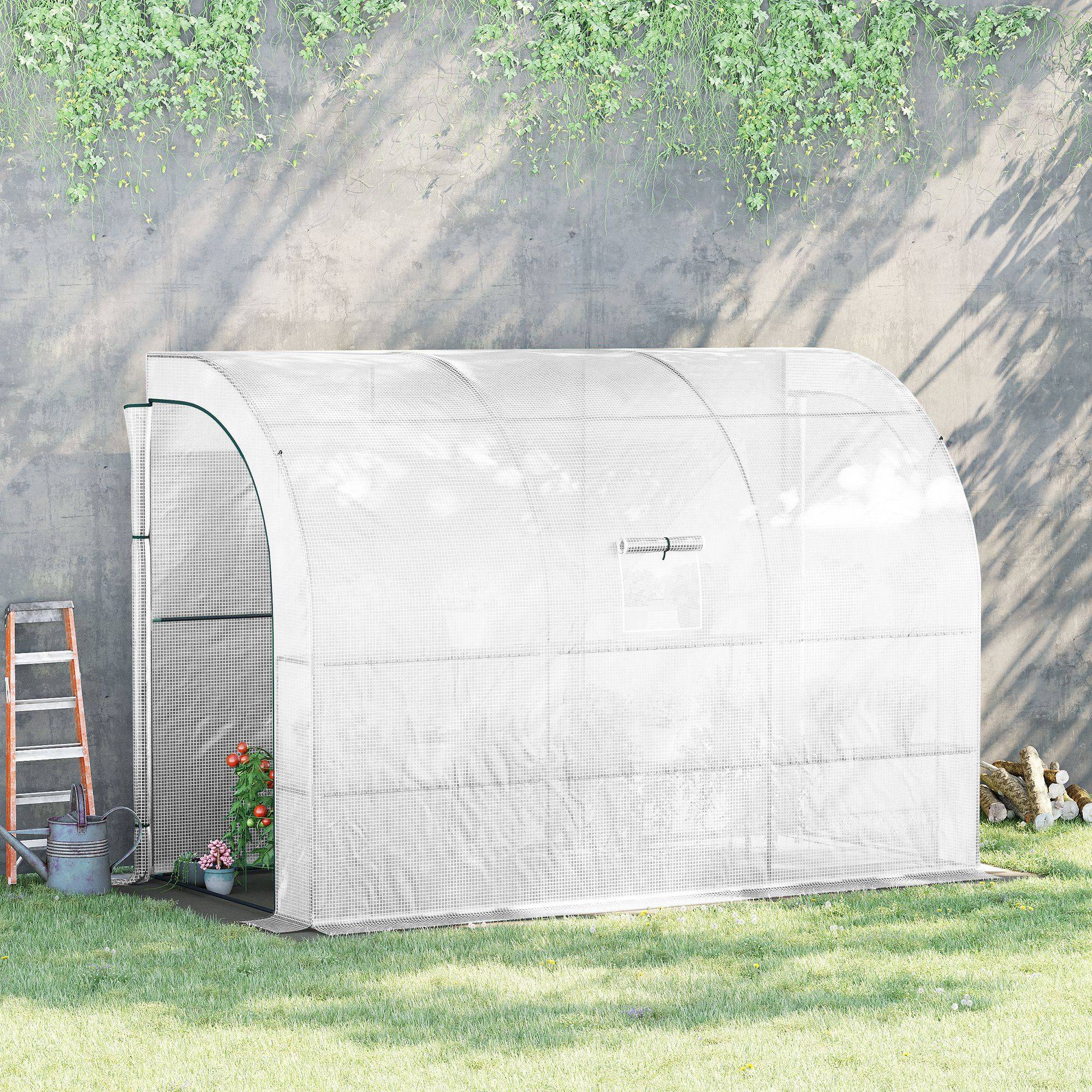 Sans Marque - Serre jardin blanche bâche plastique UV 3 niveaux portes zippées - Image 3