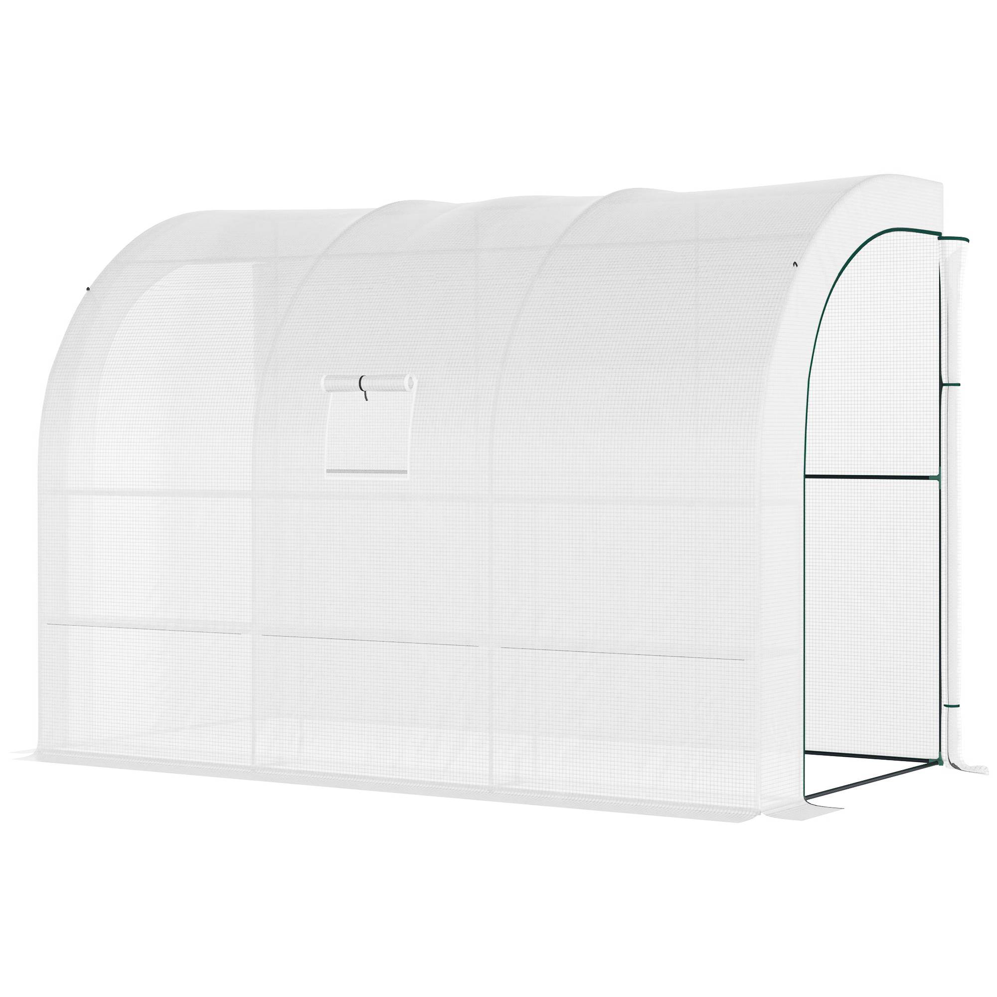 Sans Marque - Serre jardin blanche bâche plastique UV 3 niveaux portes zippées - Image 2