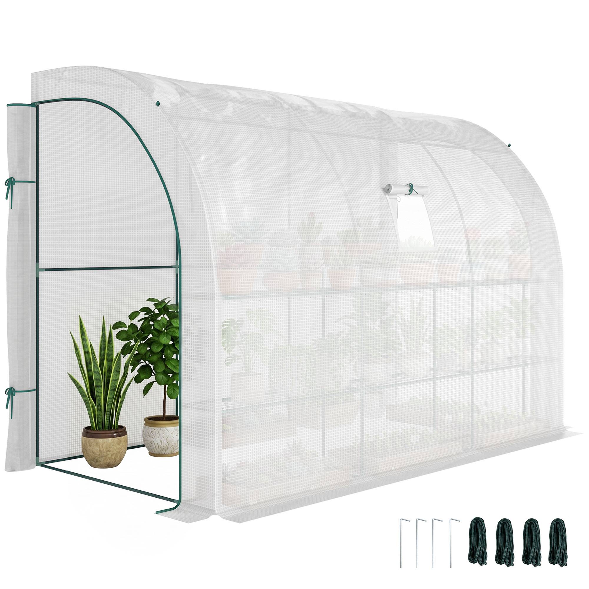 Sans Marque - Serre jardin blanche bâche plastique UV 3 niveaux portes zippées - Image 1