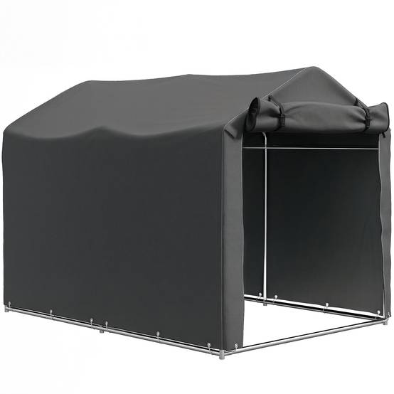 ComfortXL - Tente garage de rangement métal et PE 220 x 157 x 165 cm gris foncé étanche anti-UV pour vélos et outils - Image 10
