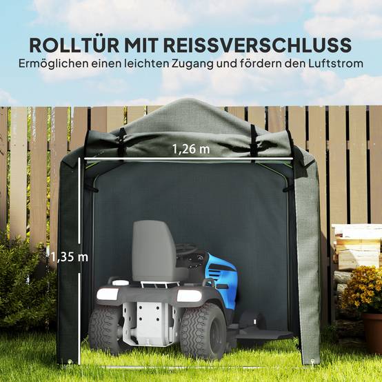 ComfortXL - Tente garage de rangement métal et PE 220 x 157 x 165 cm gris foncé étanche anti-UV pour vélos et outils - Image 6