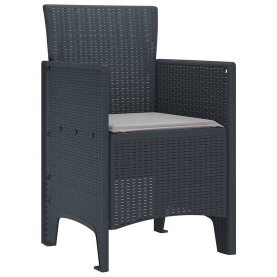 Lot De 2 Chaises De Jardin - Fauteuils De Jardin Anthracite 53 x 49 x 85 cm PP - Image 4