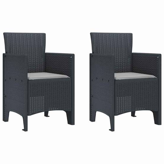 Lot De 2 Chaises De Jardin - Fauteuils De Jardin Anthracite 53 x 49 x 85 cm PP - Image 1
