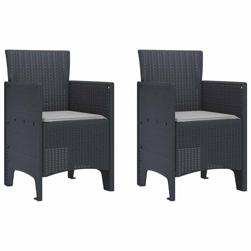 Lot De 2 Chaises De Jardin - Fauteuils De Jardin Anthracite 53 x 49 x 85 cm PP - Image 1