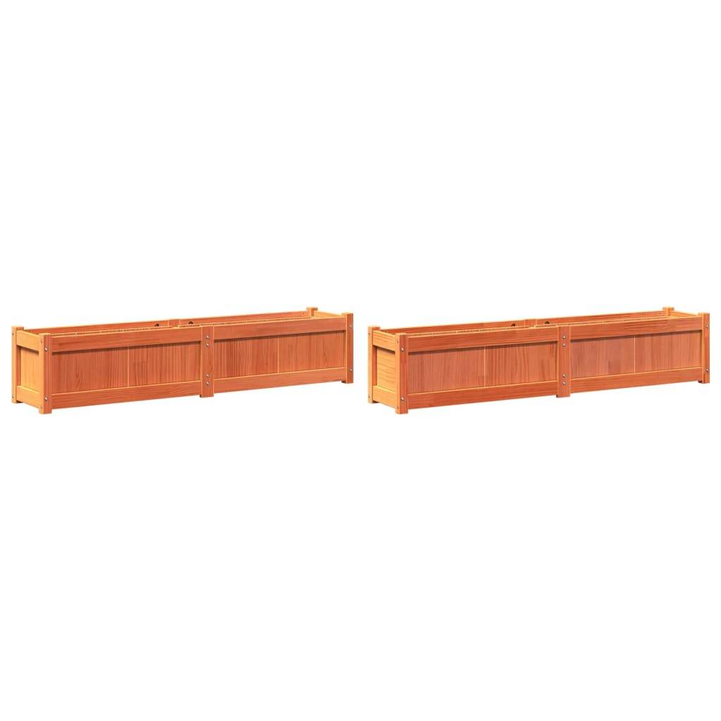 Maison Chic - 2 pcs Jardinière | Pot de fleurs | Cache-pot | Bac à fleurss cire marron bois de pin massif - Image 1