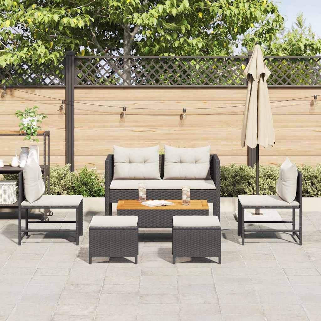 Vidaxl - Ensemble de canapé de jardin 6 pcs Noir et Crème polyrotin vidaXL 4104699 - Image 4