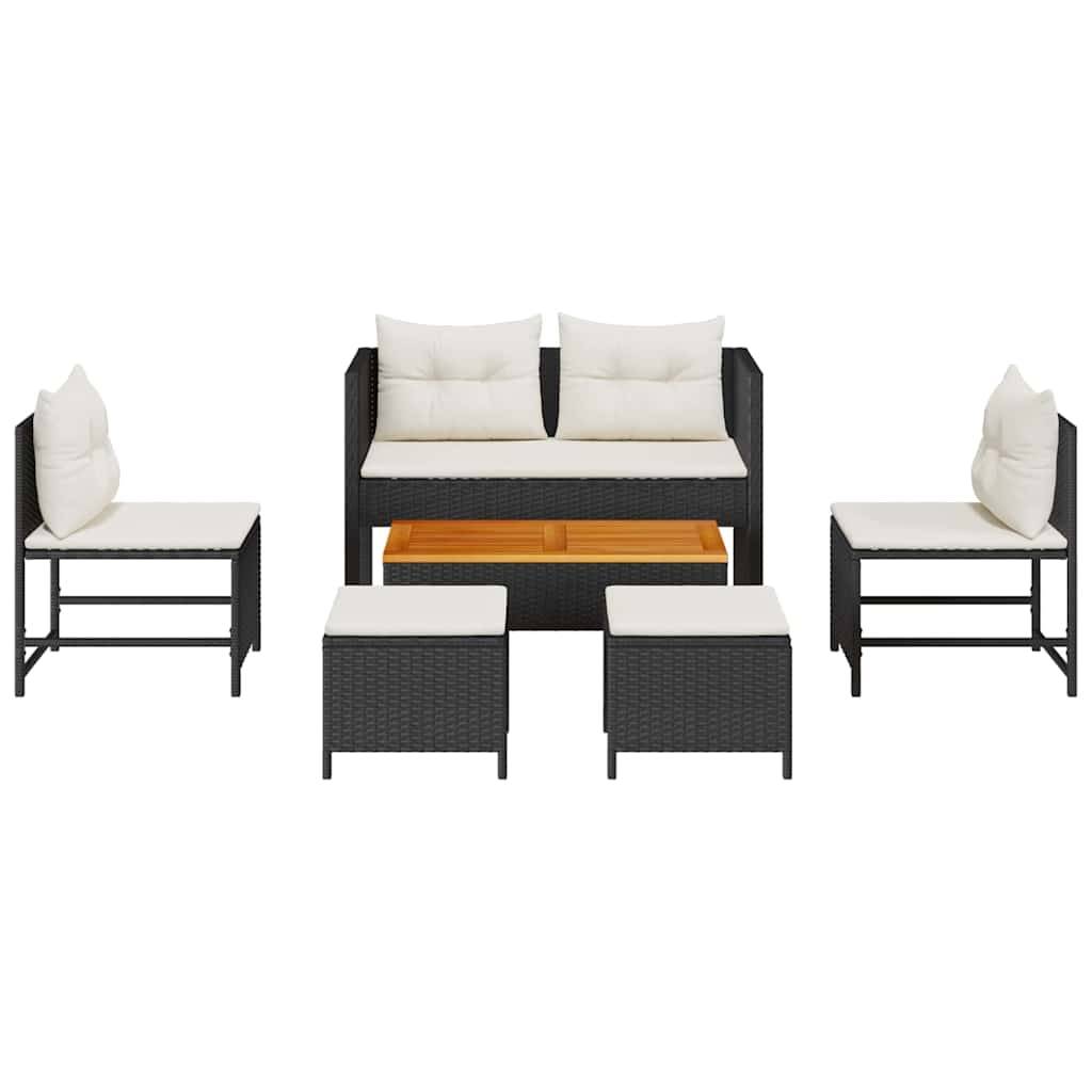 Vidaxl - Ensemble de canapé de jardin 6 pcs Noir et Crème polyrotin vidaXL 4104699 - Image 9