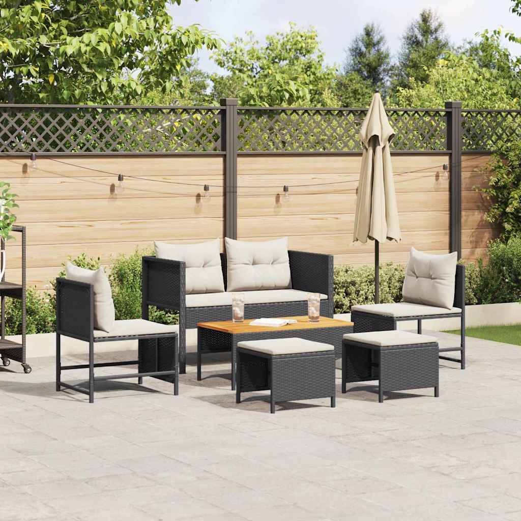 Vidaxl - Ensemble de canapé de jardin 6 pcs Noir et Crème polyrotin vidaXL 4104699 - Image 1