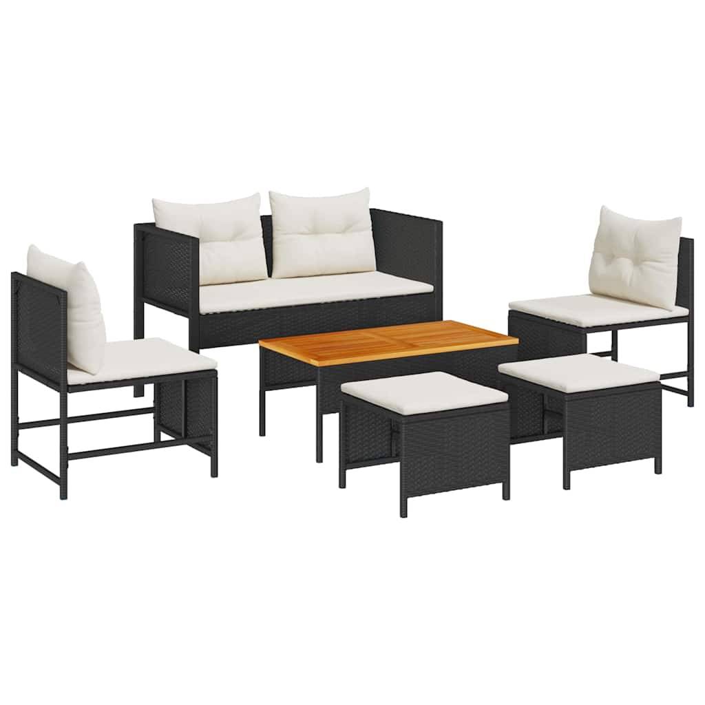 Vidaxl - Ensemble de canapé de jardin 6 pcs Noir et Crème polyrotin vidaXL 4104699 - Image 2