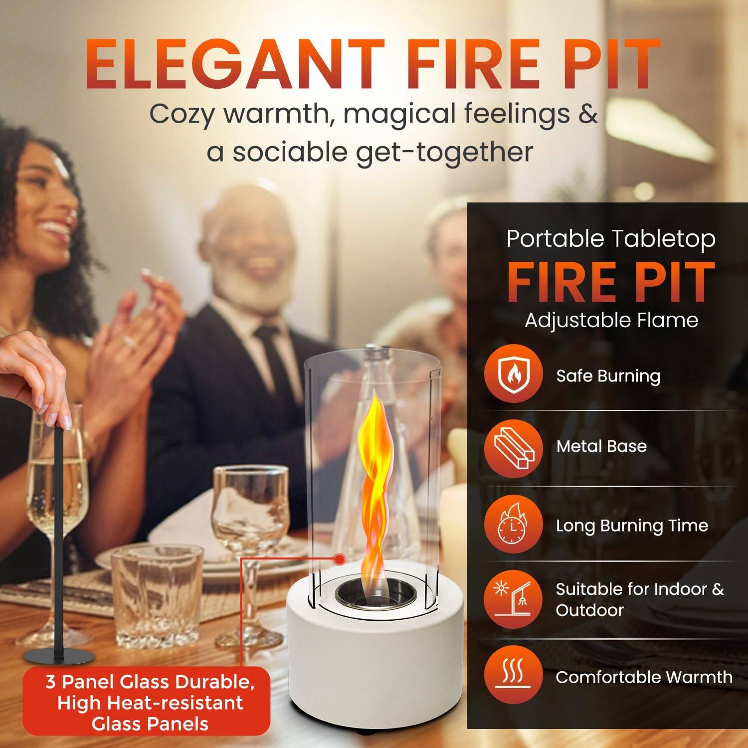 Cheminée de table portable, brasero sans fumée, pour intérieur et extérieur, décoration d'intérieur pour Halloween et Noël, Blanc-Lytech - Image 2