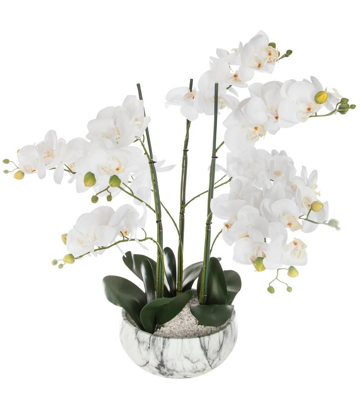 Plante artificielle Orchidée en pot marbré H 62 cm - Image 1