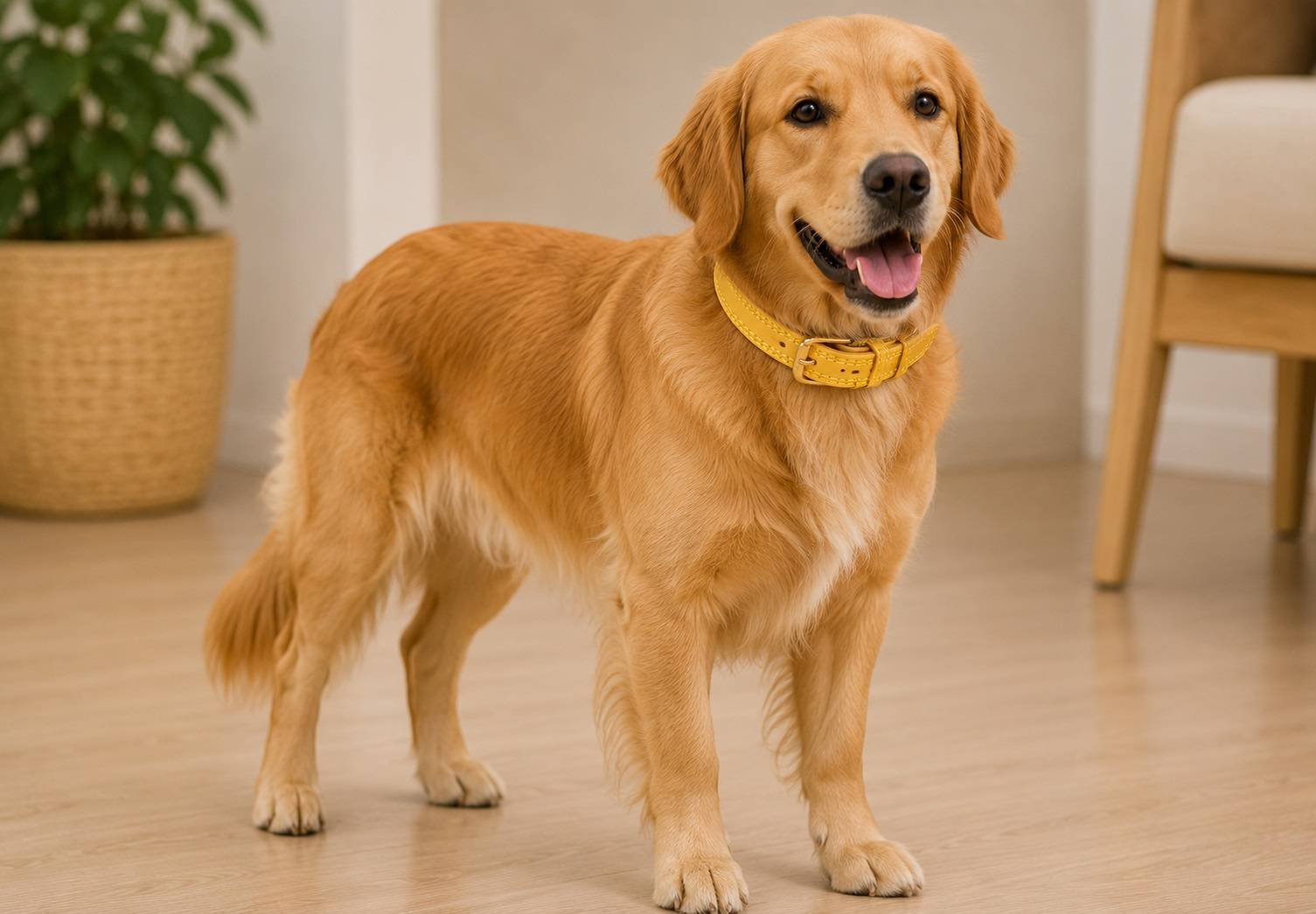 Eden - Collier pour chien Virginia en cuir S / M 31-39cm 20mm jaune - Image 2