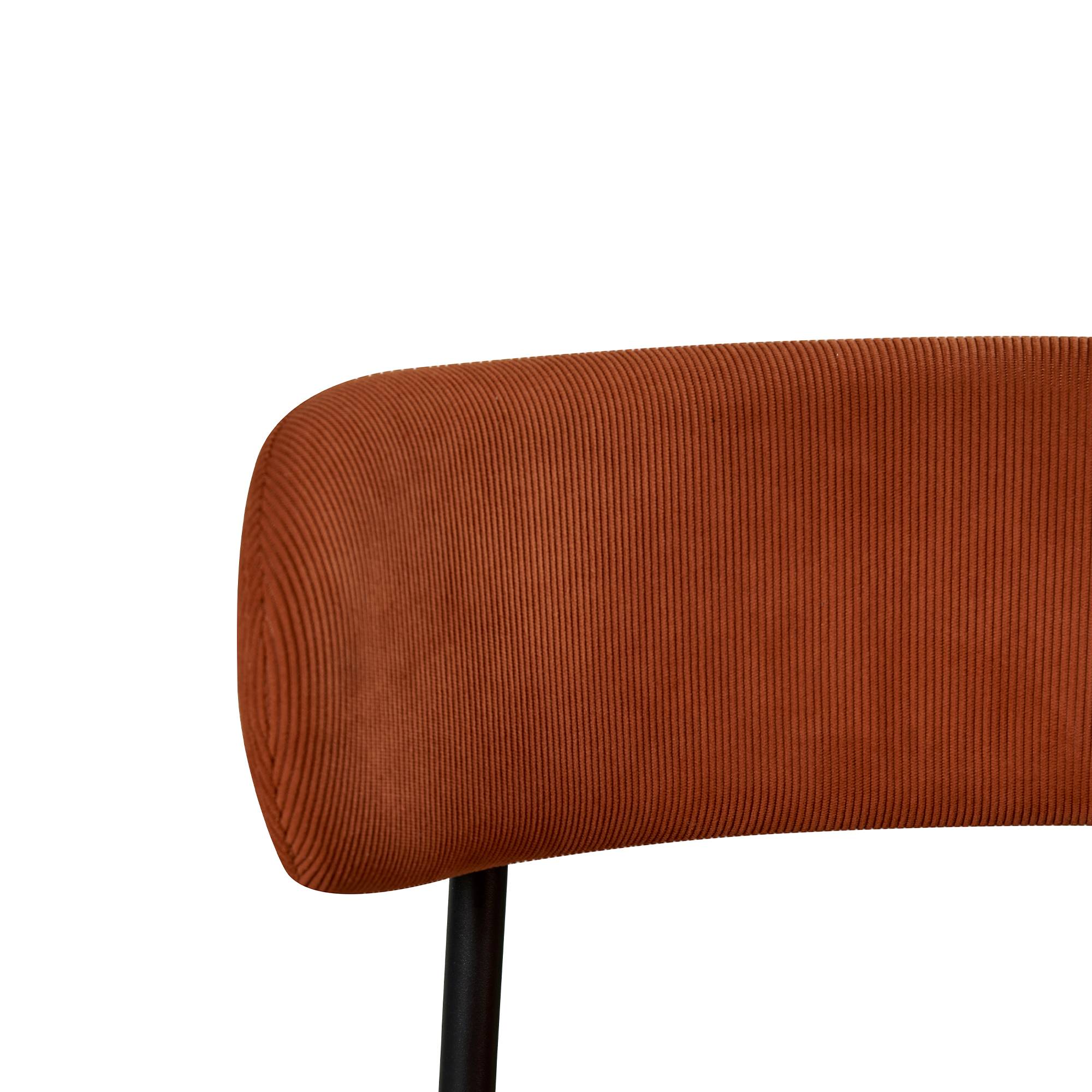 Sicaan Lot de 8 chaises rembourrées velours côtelé terracotta et pieds métal noir IRIS - Image 8