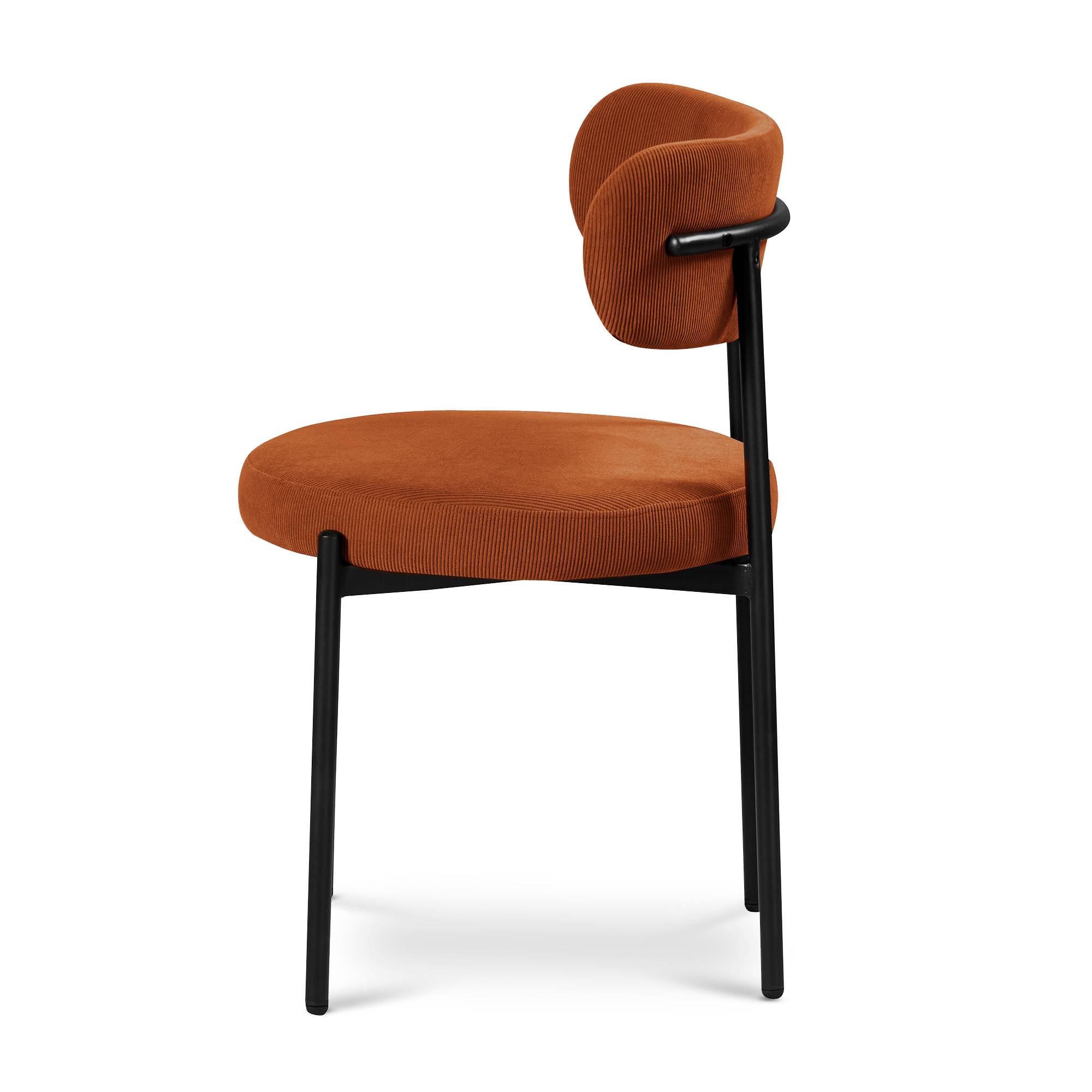 Sicaan Lot de 8 chaises rembourrées velours côtelé terracotta et pieds métal noir IRIS - Image 5