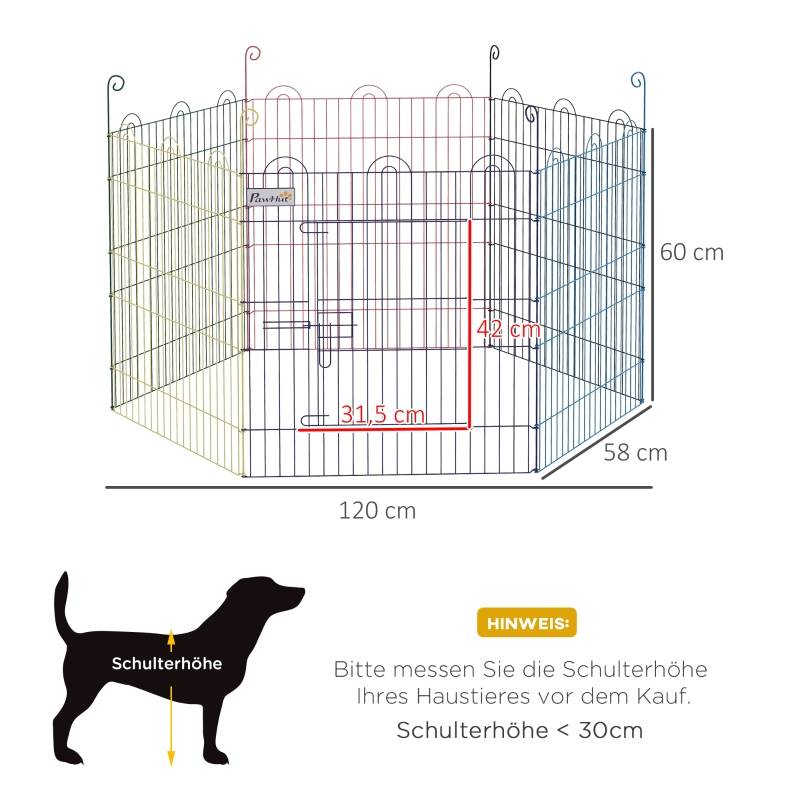 Parc Chiot Métal Multicolore Pliable Lapin Extérieur Intérieur Sécurisé Ø120cm - ComfortXL Outdoor Living - Image 3