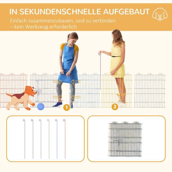 Parc Chiot Métal Multicolore Pliable Lapin Extérieur Intérieur Sécurisé Ø120cm - ComfortXL Outdoor Living - Image 4