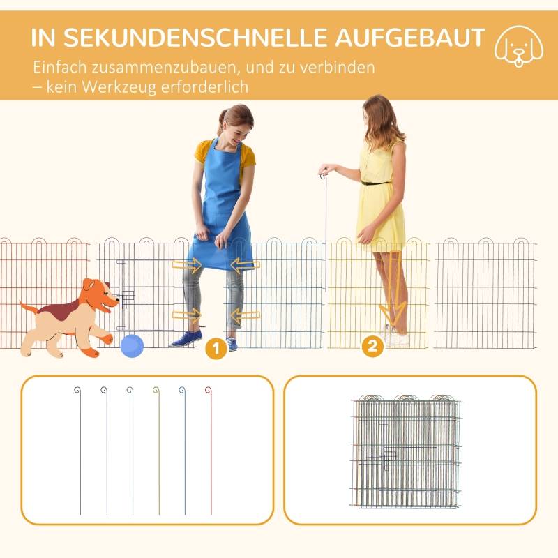 Parc Chiot Métal Multicolore Pliable Lapin Extérieur Intérieur Sécurisé Ø120cm - ComfortXL Outdoor Living - Image 4