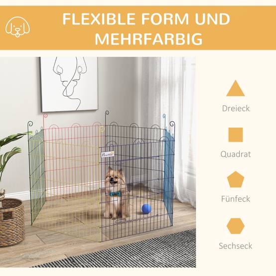 Parc Chiot Métal Multicolore Pliable Lapin Extérieur Intérieur Sécurisé Ø120cm - ComfortXL Outdoor Living - Image 5