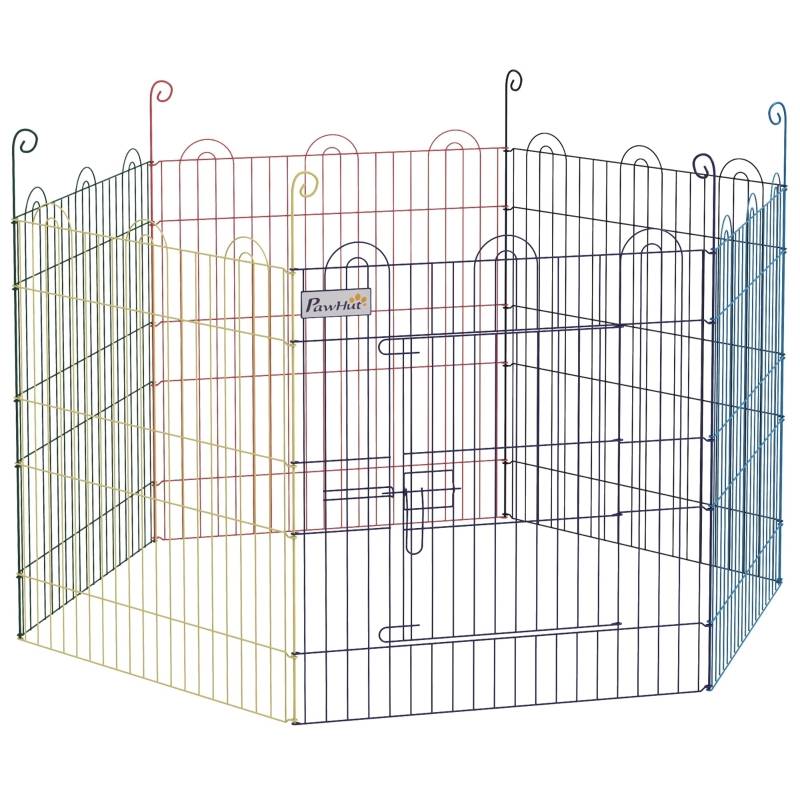 Parc Chiot Métal Multicolore Pliable Lapin Extérieur Intérieur Sécurisé Ø120cm - ComfortXL Outdoor Living - Image 2