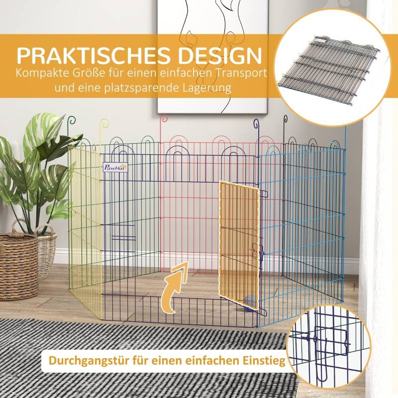 Parc Chiot Métal Multicolore Pliable Lapin Extérieur Intérieur Sécurisé Ø120cm - ComfortXL Outdoor Living - Image 6