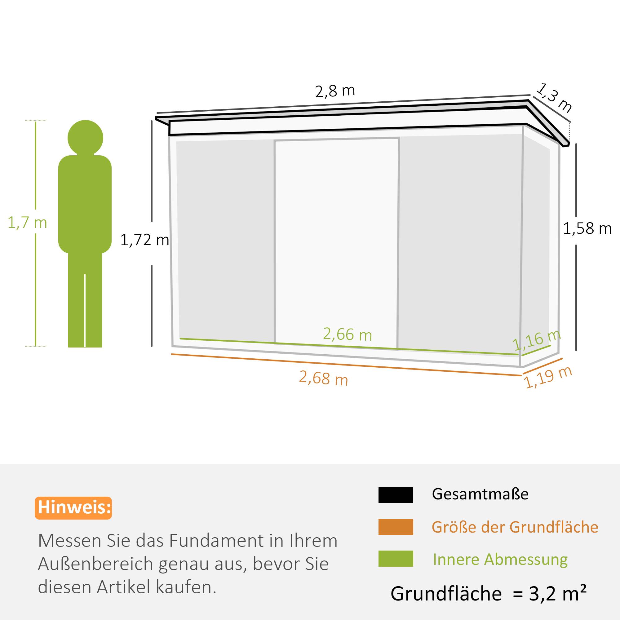 PANGIVO - Abri de jardin acier vert foncé 280 x 130 x 172 cm - PANGIVO - Image 3
