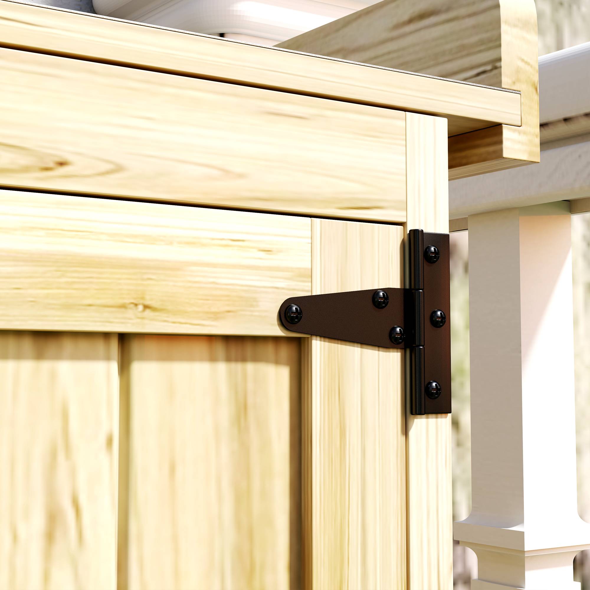 Armoire de jardin en bois abri de jardin avec 2 portes, toit à charnières et étagère, 74 x 43 x 88 cm, bois naturel - Image 10