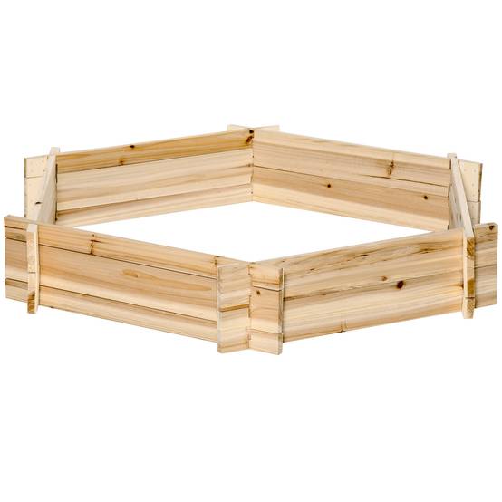 Carré potager hexagonal en bois massif pour jardin montage facile sans vis 100x92x16cm naturel - ComfortXL Outdoor Living - Image 9