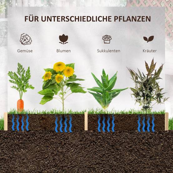 Carré potager hexagonal en bois massif pour jardin montage facile sans vis 100x92x16cm naturel - ComfortXL Outdoor Living - Image 8