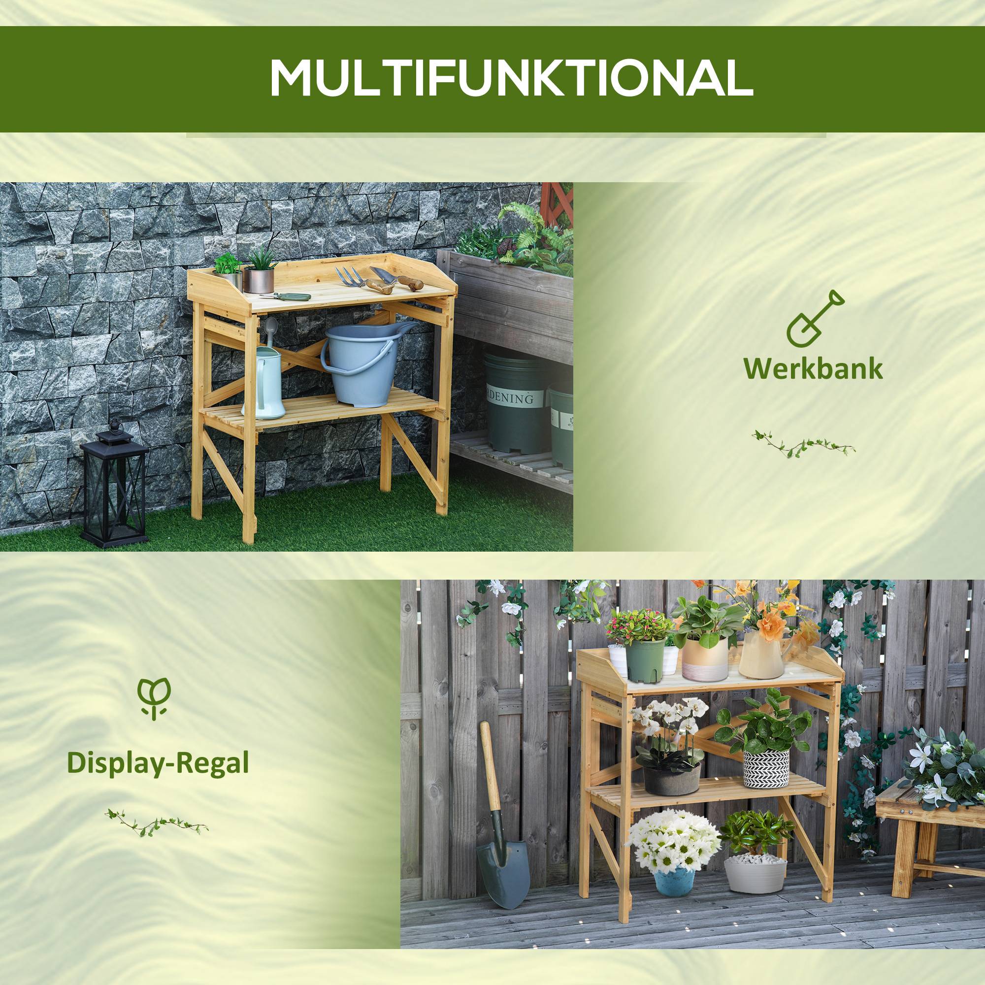 Carré potager hexagonal en bois massif pour jardin montage facile sans vis 100x92x16cm naturel - ComfortXL Outdoor Living - Image 7