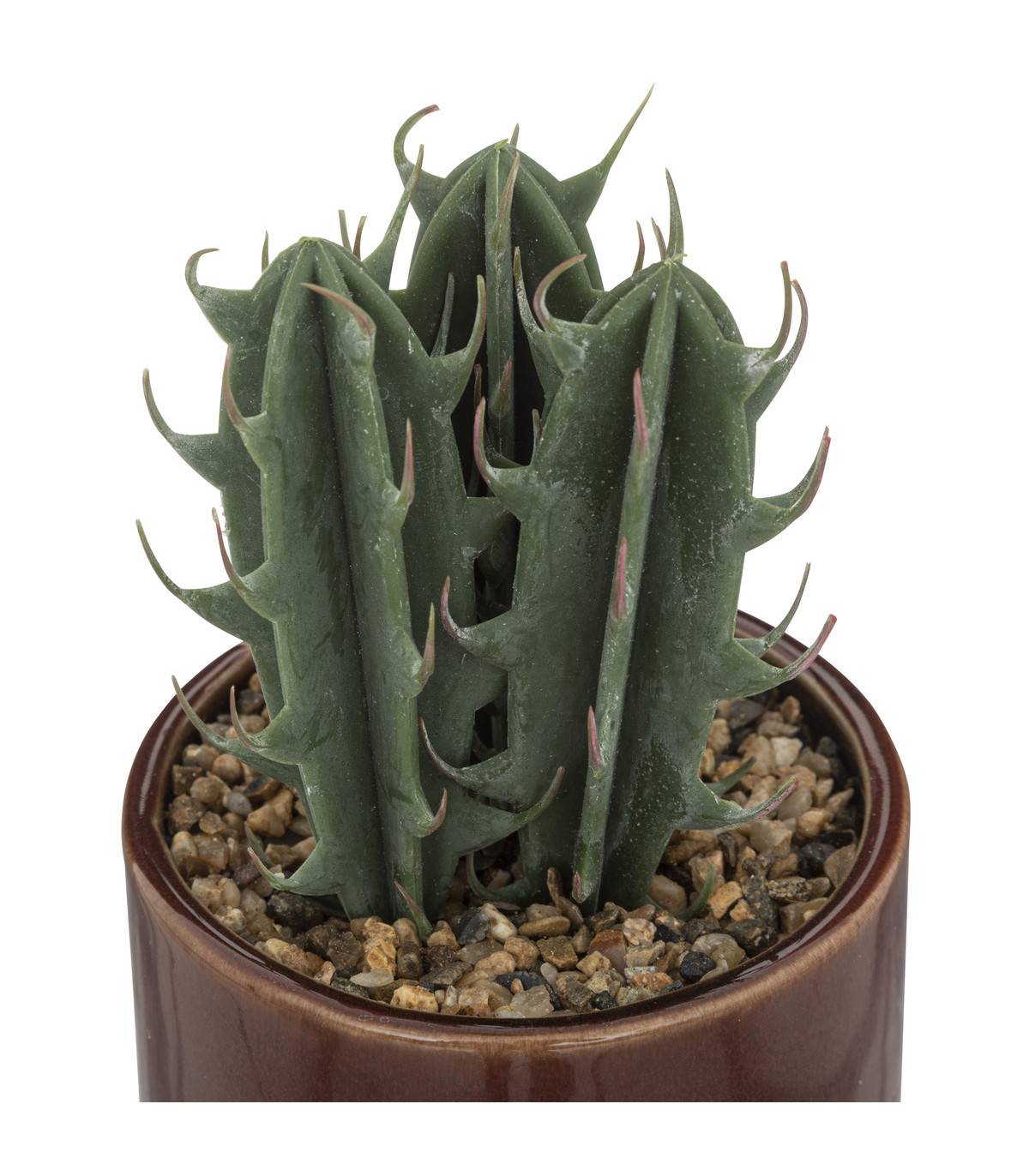 Atmosphera - Plante grasse artificielle Pot en céramique émaillée H 19 cm - Image 2