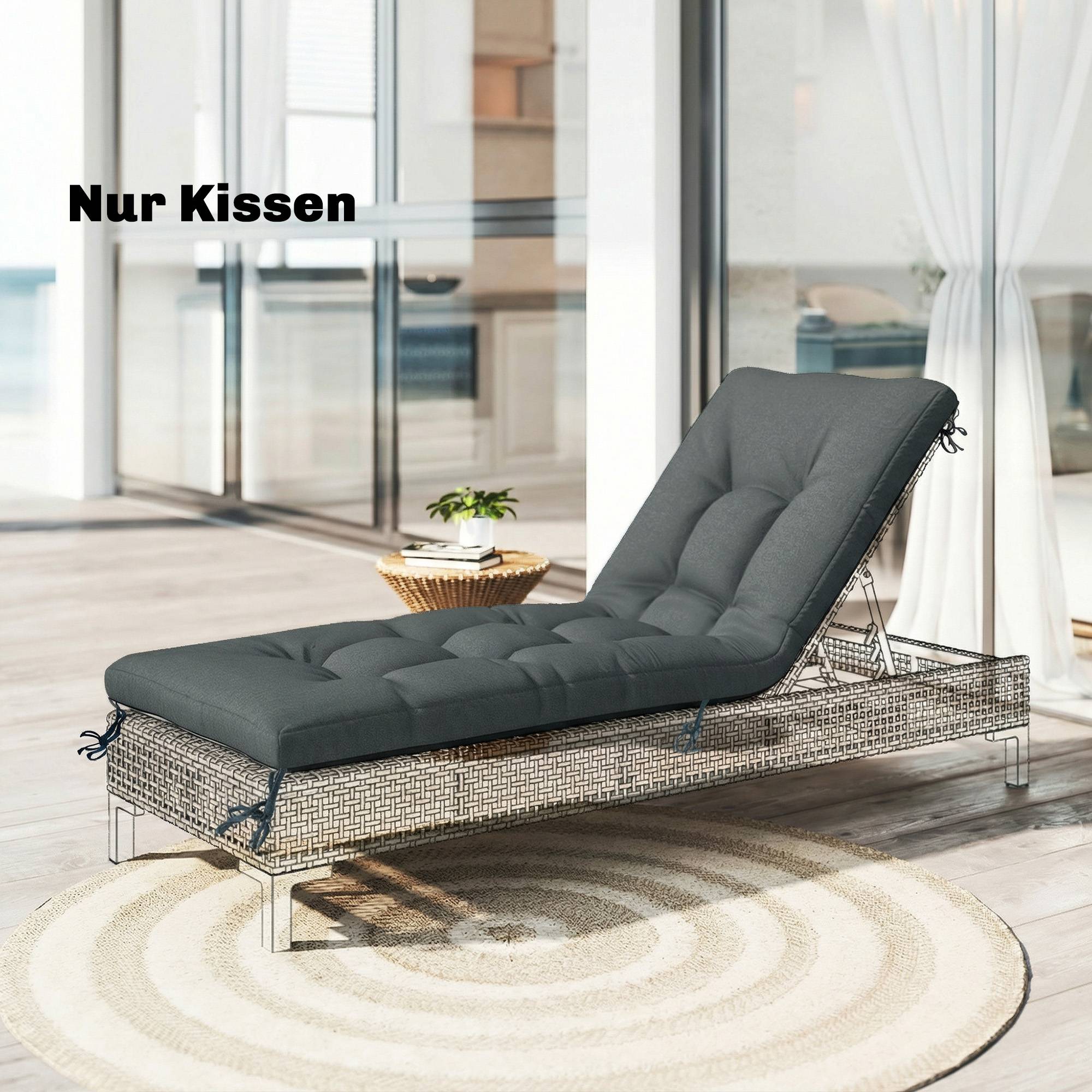Coussin de palette amovible avec sangles de fixation, compatible avec la plupart des chaises longues, 198 x 65 x 13 cm, gris foncé - Image 3