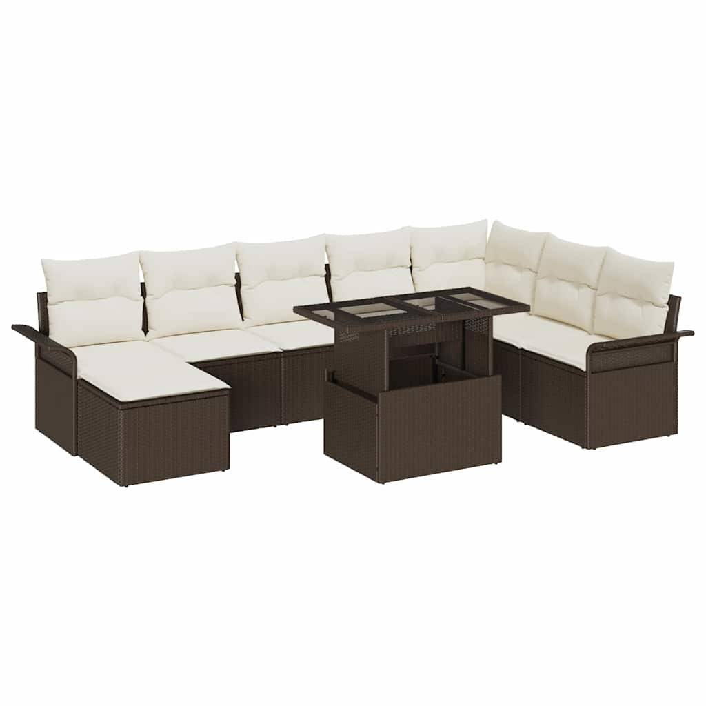 Vidaxl - Ensemble de canapé de jardin 9 pcs Marron polyrotin vidaXL 3348334 - Image 2