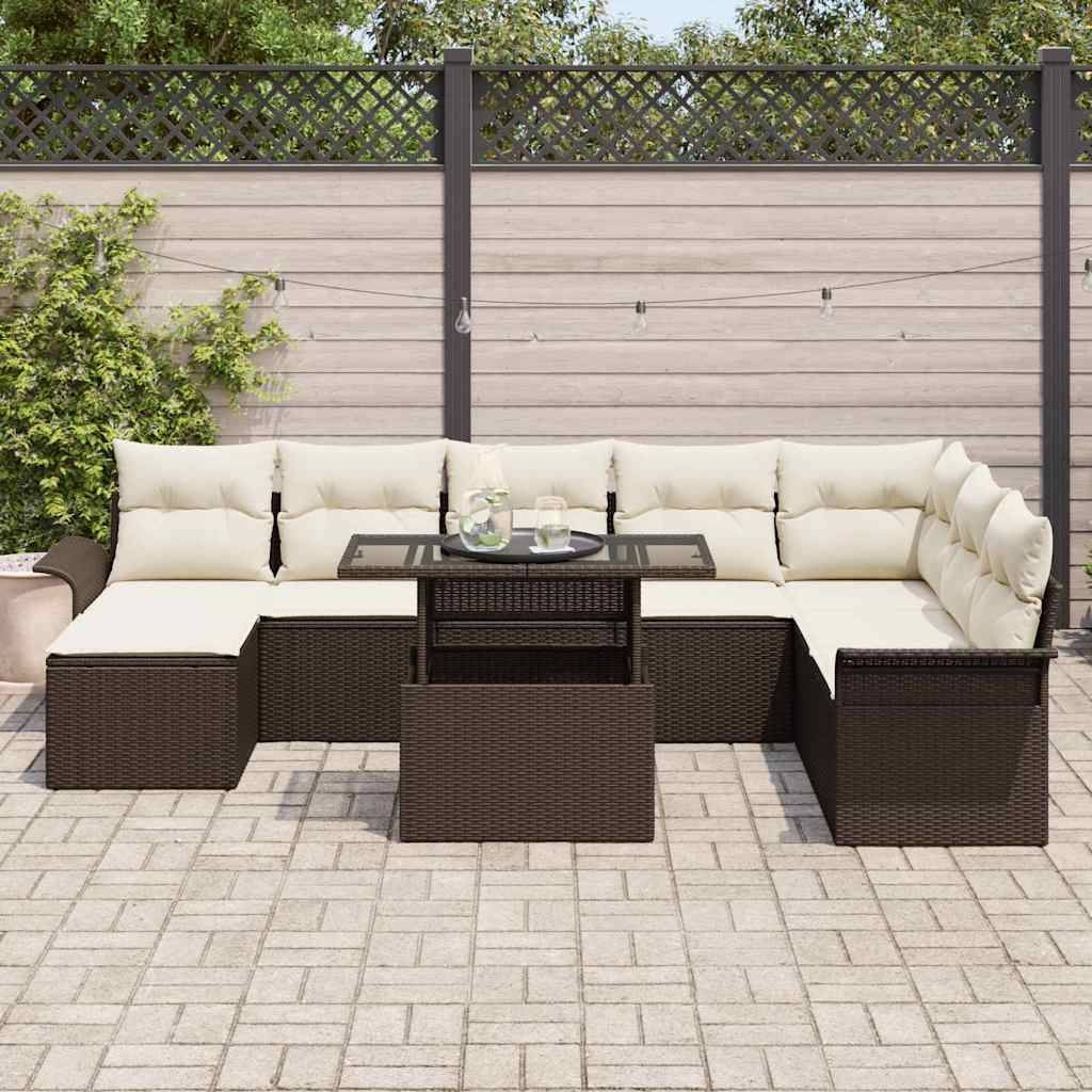Vidaxl - Ensemble de canapé de jardin 9 pcs Marron polyrotin vidaXL 3348334 - Image 4