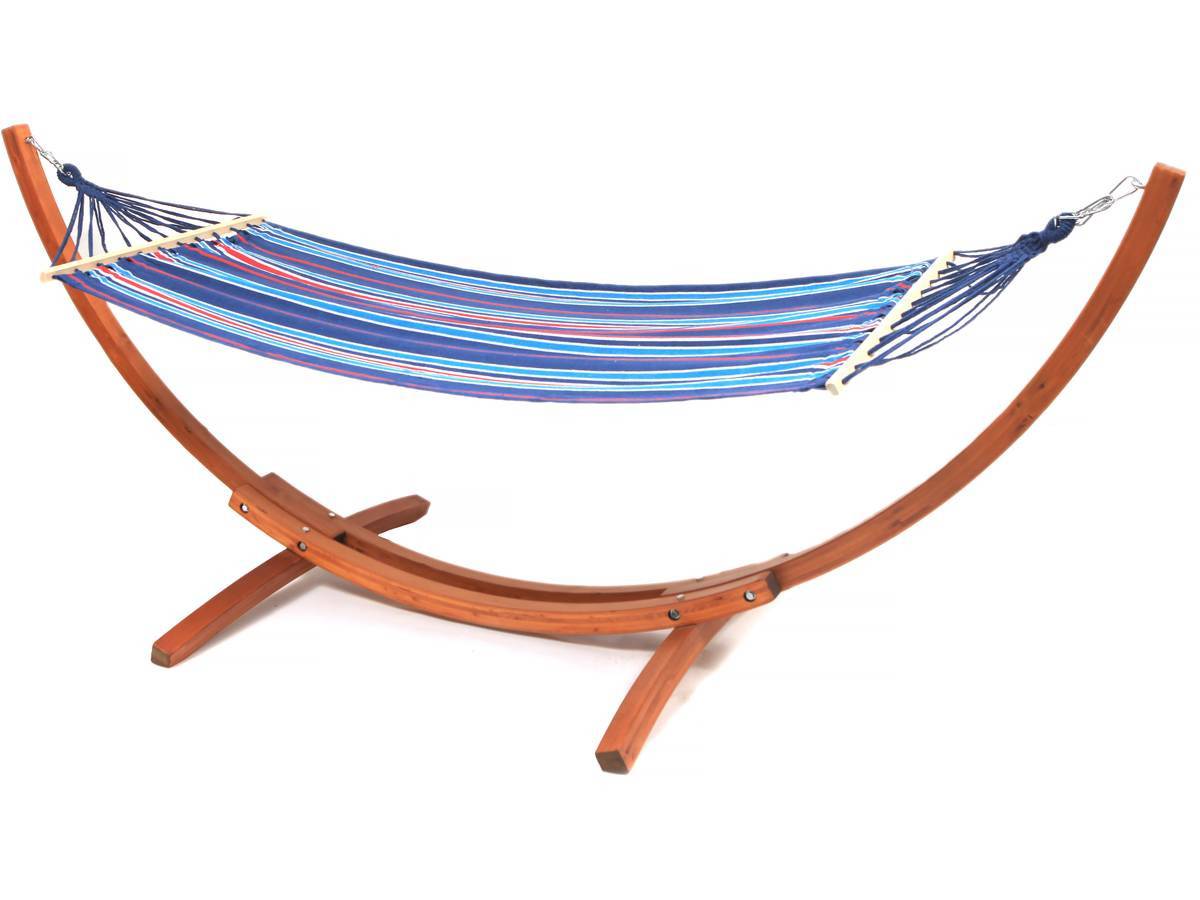Habitat Et Jardin - Hamac Bois Avec Toile En Coton "dallas" - 3 M - Bleu Mélangé -habitat Et Jardin - Image 1