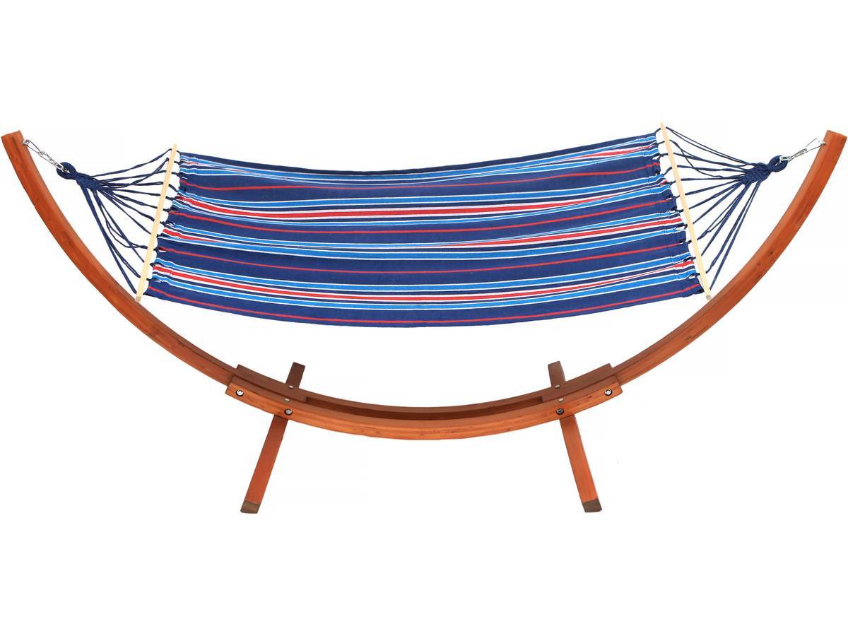 Habitat Et Jardin - Hamac Bois Avec Toile En Coton "dallas" - 3 M - Bleu Mélangé -habitat Et Jardin - Image 3