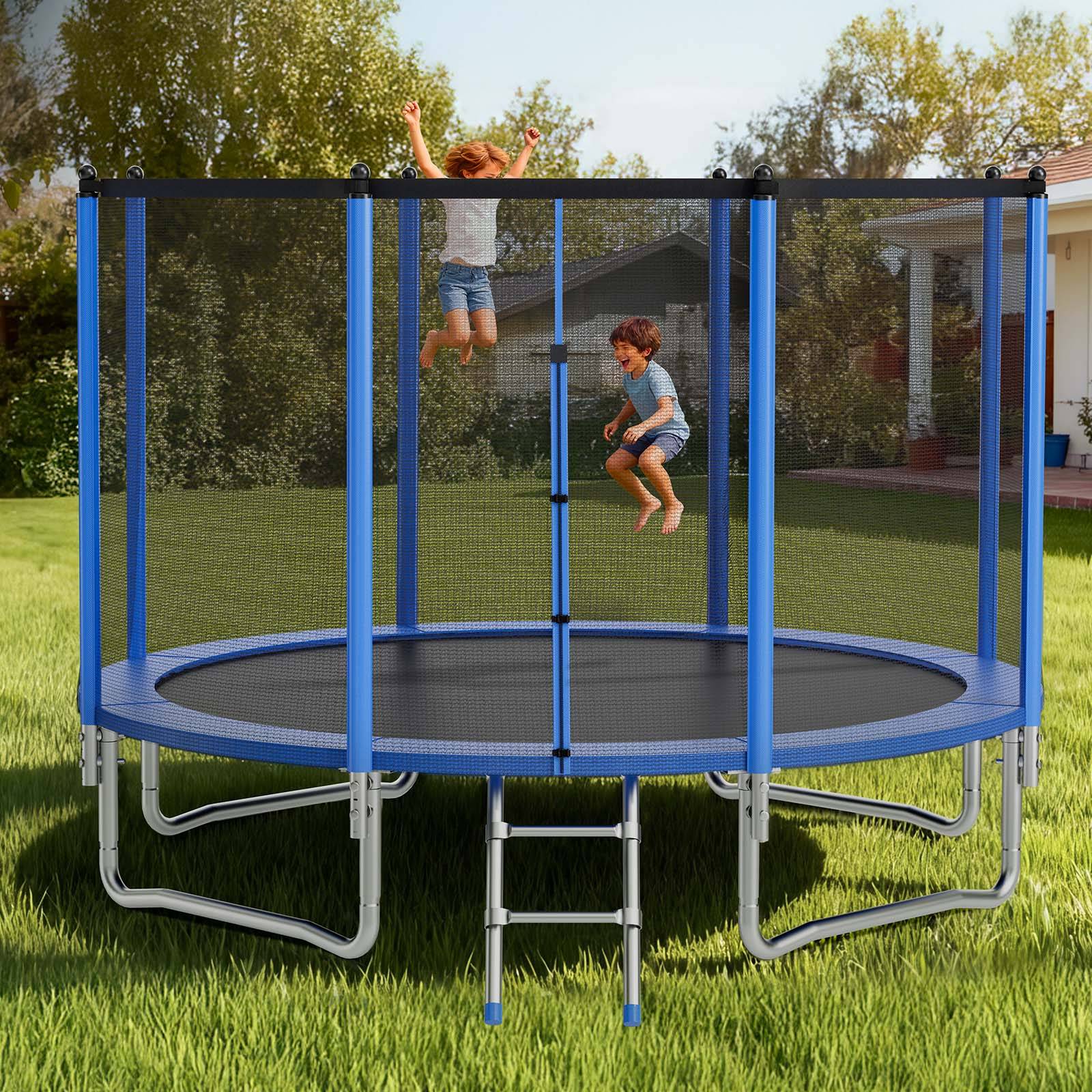 Vevor - VEVOR Trampoline extérieur 366 x 366 cm, cadre acier antirouille, filet de sécurité 360°, 64 ressorts, capacité 181 kg, certifié ASTM. - Image 8