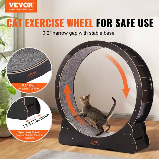 VEVOR Roue d'Exercice pour Chat Grande Roue de Course Intérieur 1100 mm Noir - Image 2