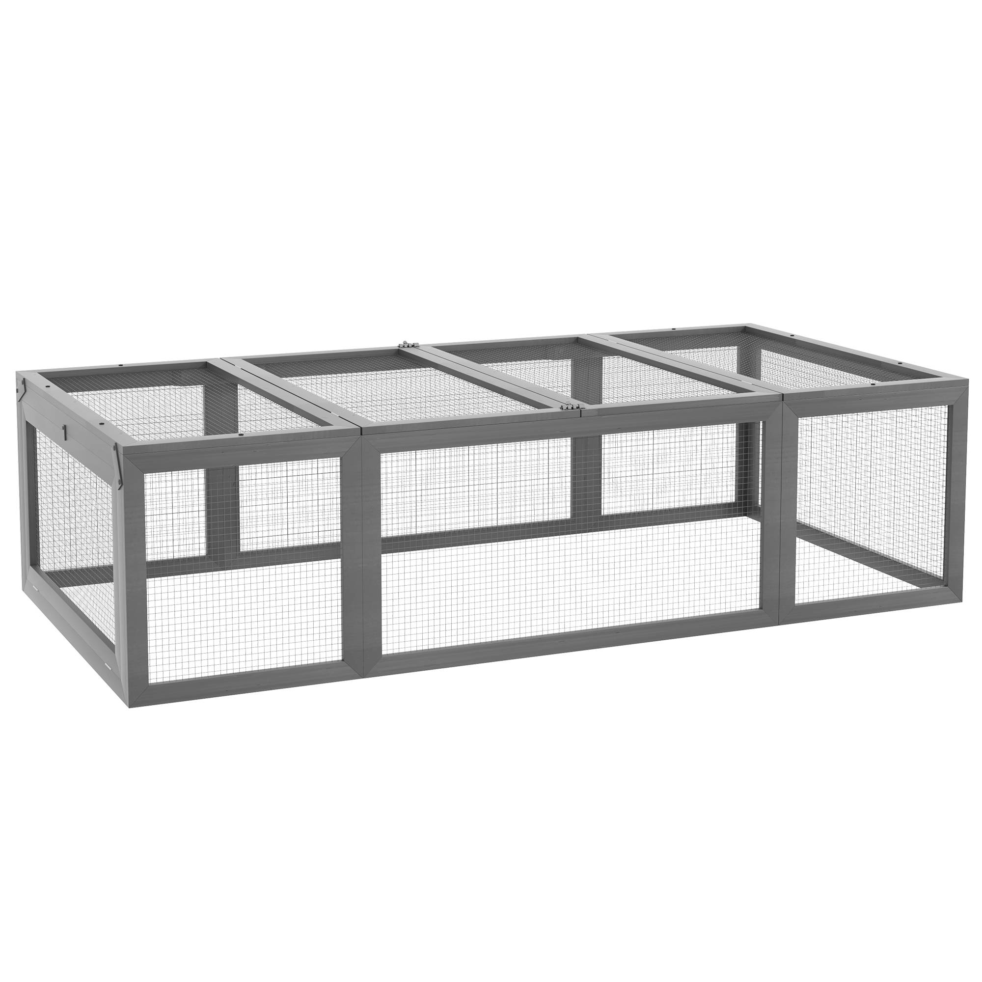 Enclos Lapin Extérieur Bois Sapin Toit Ouvrant Sécurisé 180x90cm Gris - ComfortXL Pet Living - Image 2